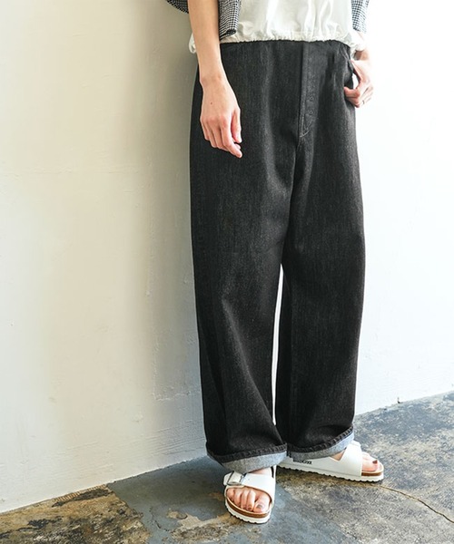 SOLAMONAT(ソラモナ)の「5Pルーズストレートイージーデニムパンツ(デニムパンツ・レディース・ブラック/インディゴブルー・SS/L/XL/M)」の3枚目の写真