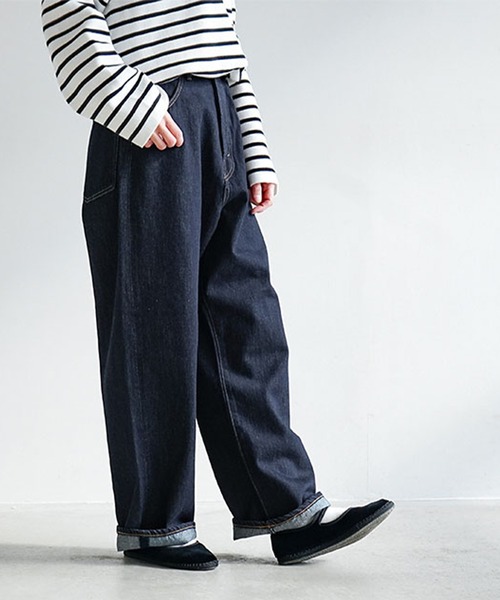 SOLAMONAT(ソラモナ)の「5Pルーズストレートイージーデニムパンツ(デニムパンツ・レディース・ブラック/インディゴブルー・SS/L/XL/M)」の6枚目の写真