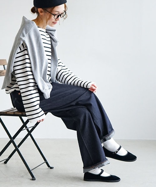 SOLAMONAT(ソラモナ)の「5Pルーズストレートイージーデニムパンツ(デニムパンツ・レディース・ブラック/インディゴブルー・SS/L/XL/M)」の7枚目の写真
