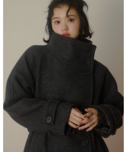 セール】STAND NECK LONG COAT スタンドネック ロングコート 秋服 冬服
