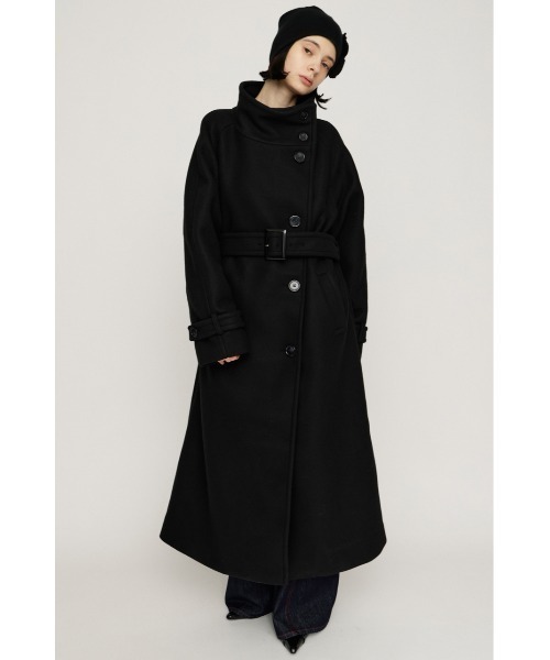 SLY（スライ）の「STAND NECK LONG COAT スタンドネック ロングコート 秋服 冬服（ステンカラーコート・レディース・ブラック/マルチ/杢グレー・1/2）」の4枚目の写真