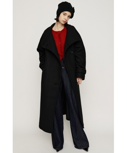 SLY（スライ）の「STAND NECK LONG COAT スタンドネック ロングコート 秋服 冬服（ステンカラーコート・レディース・ブラック/マルチ/杢グレー・1/2）」の7枚目の写真