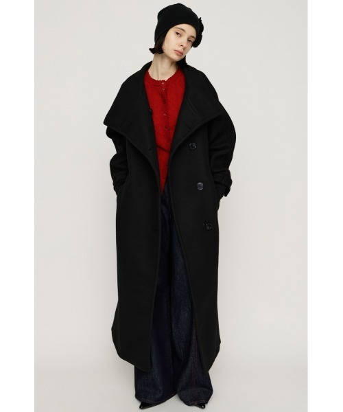 SLY（スライ）の「STAND NECK LONG COAT スタンドネック ロングコート 秋服 冬服（ステンカラーコート・レディース・ブラック/マルチ/杢グレー・1/2）」の9枚目の写真