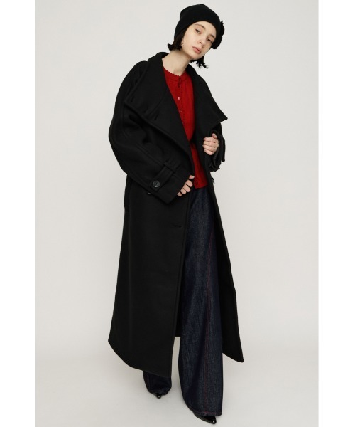 SLY（スライ）の「STAND NECK LONG COAT スタンドネック ロングコート 秋服 冬服（ステンカラーコート・レディース・ブラック/マルチ/杢グレー・1/2）」の10枚目の写真