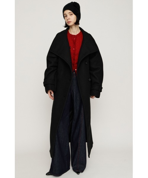 SLY（スライ）の「STAND NECK LONG COAT スタンドネック ロングコート 秋服 冬服（ステンカラーコート・レディース・ブラック/マルチ/杢グレー・1/2）」の11枚目の写真