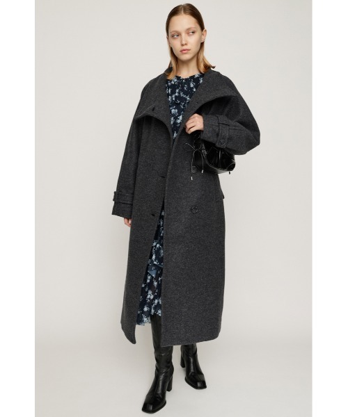 SLY（スライ）の「STAND NECK LONG COAT スタンドネック ロングコート 秋服 冬服（ステンカラーコート・レディース・ブラック/マルチ/杢グレー・1/2）」の17枚目の写真