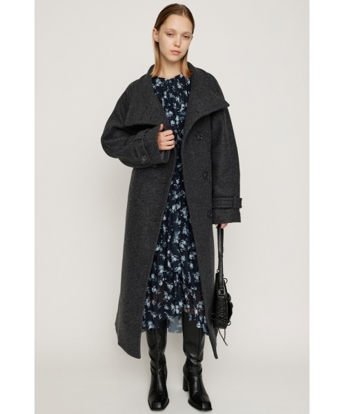 SLY（スライ）の「STAND NECK LONG COAT スタンドネック ロングコート 秋服 冬服（ステンカラーコート・レディース・ブラック/マルチ/杢グレー・1/2）」の18枚目の写真