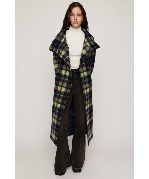 SLY（スライ）の「STAND NECK LONG COAT スタンドネック ロングコート 秋服 冬服（ステンカラーコート・レディース・ブラック/マルチ/杢グレー・1/2）」の4枚目の写真