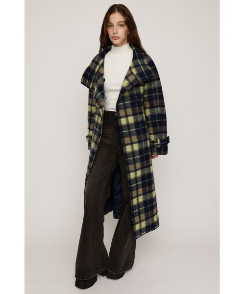 SLY（スライ）の「STAND NECK LONG COAT スタンドネック ロングコート 秋服 冬服（ステンカラーコート・レディース・ブラック/マルチ/杢グレー・1/2）」の5枚目の写真