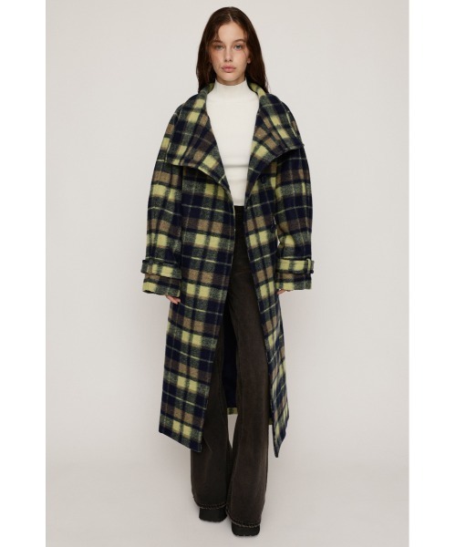 SLY（スライ）の「STAND NECK LONG COAT スタンドネック ロングコート 秋服 冬服（ステンカラーコート・レディース・ブラック/マルチ/杢グレー・1/2）」の9枚目の写真