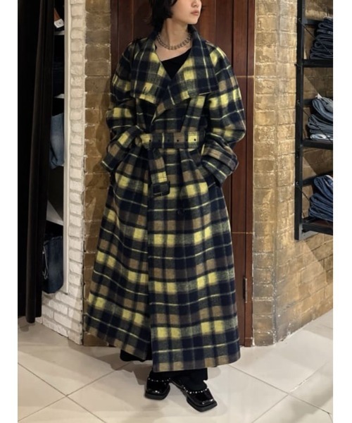 SLY（スライ）の「STAND NECK LONG COAT スタンドネック ロングコート 秋服 冬服（ステンカラーコート・レディース・ブラック/マルチ/杢グレー・1/2）」の14枚目の写真