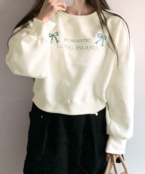 REMUR(レミュール)の「リボンロゴ刺繍スウェット(スウェット・レディース・グレー/アイボリー/ブラック・FREE)」の6枚目の写真