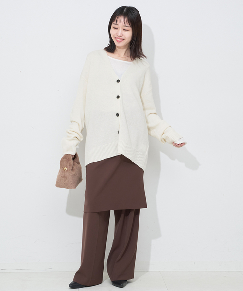 SLOBE IENA（スローブイエナ）の「Vネックルーズニットカーディガン（カーディガン/ボレロ・レディース・チャコールグレー/ホワイト/ブルー・FREE）」の16枚目の写真