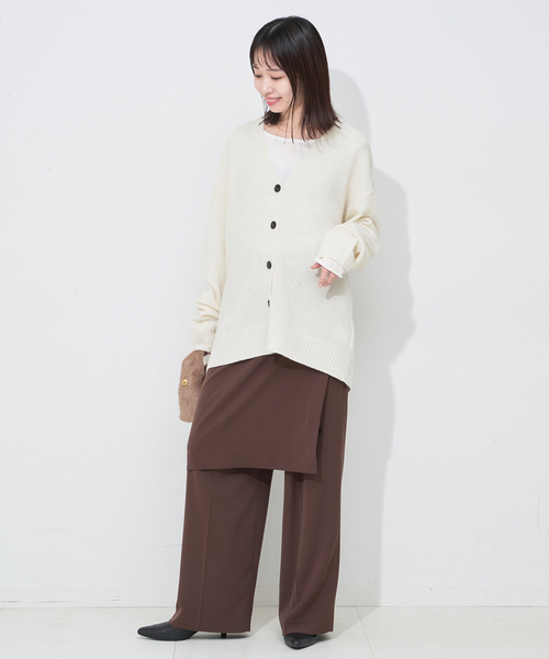 SLOBE IENA（スローブイエナ）の「Vネックルーズニットカーディガン（カーディガン/ボレロ・レディース・チャコールグレー/ホワイト/ブルー・FREE）」の17枚目の写真