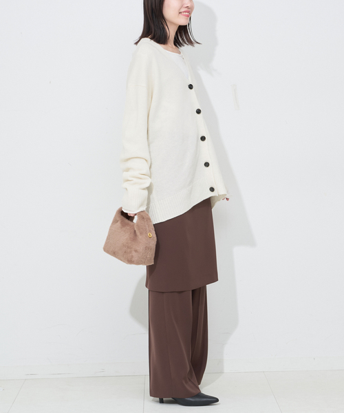 SLOBE IENA（スローブイエナ）の「Vネックルーズニットカーディガン（カーディガン/ボレロ・レディース・チャコールグレー/ホワイト/ブルー・FREE）」の18枚目の写真