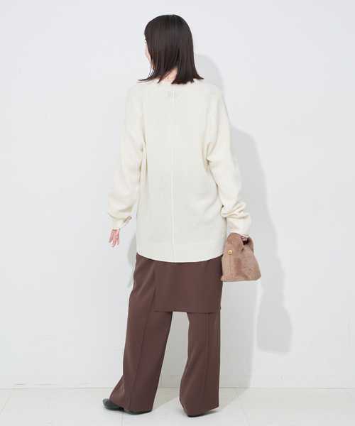 SLOBE IENA（スローブイエナ）の「Vネックルーズニットカーディガン（カーディガン/ボレロ・レディース・チャコールグレー/ホワイト/ブルー・FREE）」の19枚目の写真