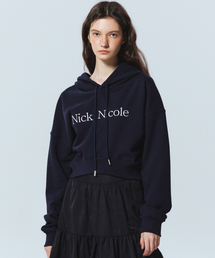NICOLE LOGO CROP HOODY_NAVY