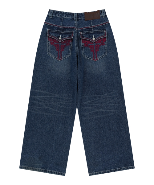 AAKAM(アーカム)の「CROS2 Washed Denim Pants (Blue)(デニムパンツ・レディース・その他・1/2)」の2枚目の写真