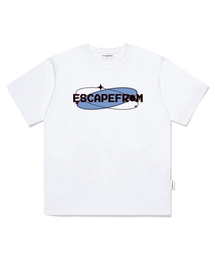 プラネットブルーロゴプリントオーバーサイズ半袖Tシャツホワイト