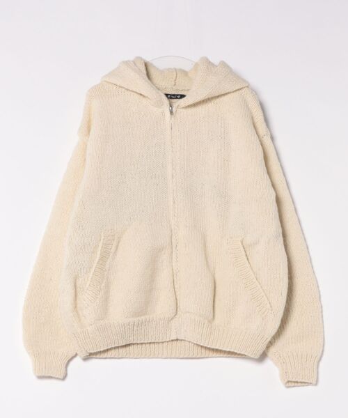 チャイハネ（チャイハネ）の「【チャイハネ】メルデフ手編みニットMEN'Sフードジャケット（その他アウター・メンズ・イエロー/ホワイト・FREE）」の3枚目の写真