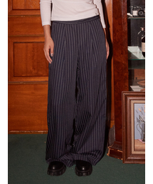 THE GREEN LAB（ザグリーンラボ）の「ダブルウエストストライプスラックス[ネイビー]（スラックス）」