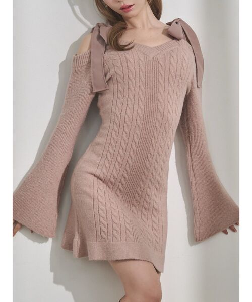 EATME（イートミー）の「リボンオフショルミニワンピース（ワンピース・レディース・ピンク/グレー/ブラック・FREE）」の3枚目の写真