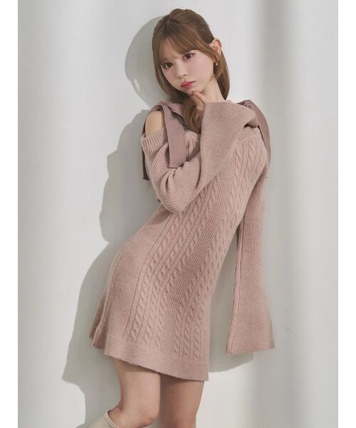 EATME（イートミー）の「リボンオフショルミニワンピース（ワンピース・レディース・ピンク/グレー/ブラック・FREE）」の14枚目の写真