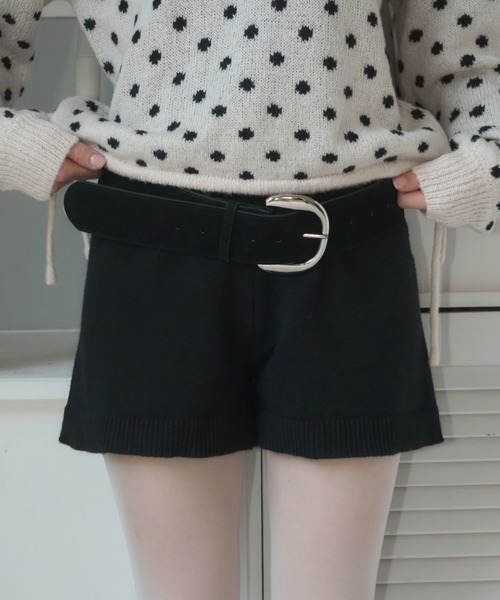 Birthday room（バースデイルーム）の「ニットショートパンツ/knit shorts pants（その他パンツ・レディース・グレー/アイボリー/ブラック・FREE）」の2枚目の写真
