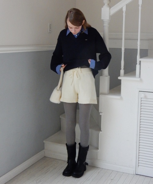 Birthday room（バースデイルーム）の「ニットショートパンツ/knit shorts pants（その他パンツ・レディース・グレー/アイボリー/ブラック・FREE）」の6枚目の写真