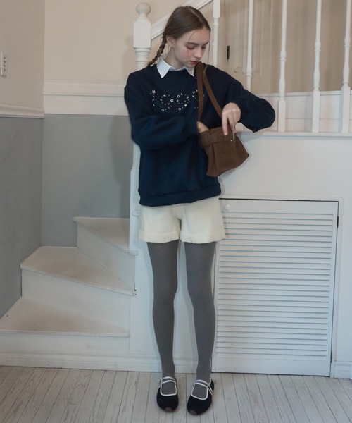 Birthday room（バースデイルーム）の「ニットショートパンツ/knit shorts pants（その他パンツ・レディース・グレー/アイボリー/ブラック・FREE）」の9枚目の写真