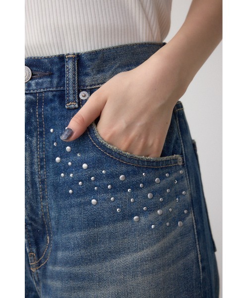 AZUL by moussy(アズールバイマウジー)の「AZUL DENIM スタッズワイドデニム(デニムパンツ・レディース・ブラック/ブルー・SMALL/MEDIUM)」の10枚目の写真