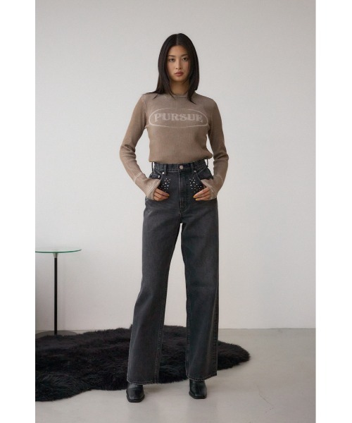 AZUL by moussy(アズールバイマウジー)の「AZUL DENIM スタッズワイドデニム(デニムパンツ・レディース・ブラック/ブルー・SMALL/MEDIUM)」の14枚目の写真