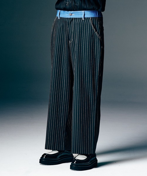 glamb（グラム）の「Denim Combination Slacks / デニムコンビネーションスラックス（スラックス・メンズ・ブラック/グレー・S/M/L）」の6枚目の写真