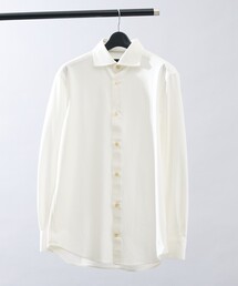 【ON/OFF兼用】ドレスニット ネルツイル&チェック ワイドカラーシャツ / FLEX SHIRTS