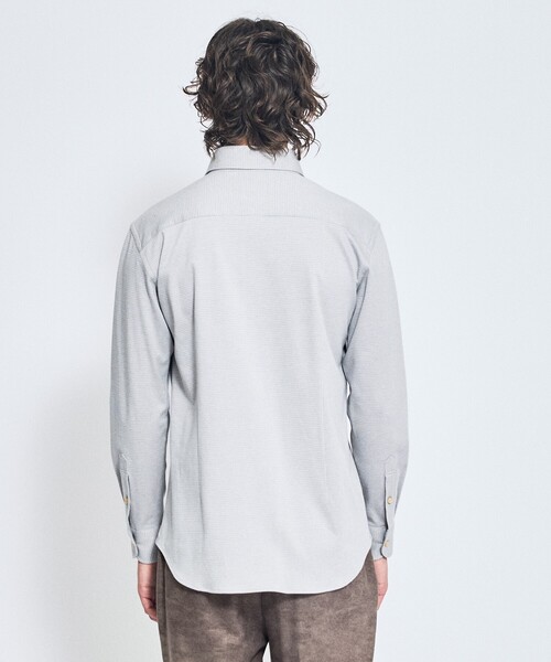 ABAHOUSE（アバハウス）の「【ON/OFF兼用】ドレスニット ネルツイル＆チェック ワイドカラーシャツ / FLEX SHIRTS（ビジネスシャツ・メンズ・ホワイト/ライトグレー/インディゴブルー/ダークベージュ・44/46/48/50）」の6枚目の写真