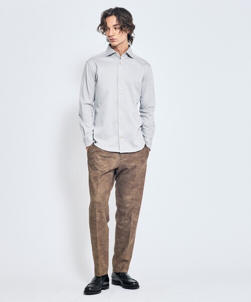 ABAHOUSE（アバハウス）の「【ON/OFF兼用】ドレスニット ネルツイル＆チェック ワイドカラーシャツ / FLEX SHIRTS（ビジネスシャツ・メンズ・ホワイト/ライトグレー/インディゴブルー/ダークベージュ・44/46/48/50）」の12枚目の写真