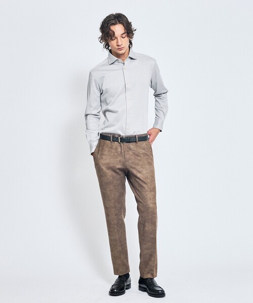 ABAHOUSE（アバハウス）の「【ON/OFF兼用】ドレスニット ネルツイル＆チェック ワイドカラーシャツ / FLEX SHIRTS（ビジネスシャツ・メンズ・ホワイト/ライトグレー/インディゴブルー/ダークベージュ・44/46/48/50）」の13枚目の写真