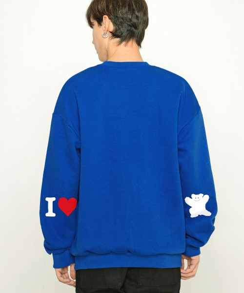 GRAVER（グレーバー）の「[ユニセックス]エルボー I LOVE ベア スウェット_コバルトブルー（スウェット・レディース・ブルー・SMALL/MEDIUM/X-LARGE）」の2枚目の写真