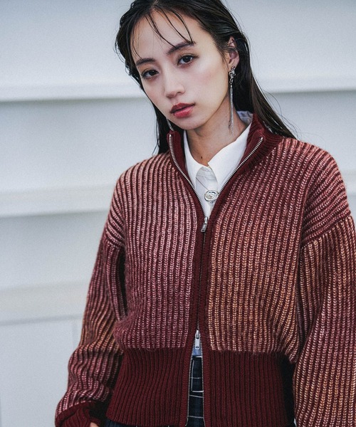 セール】ハイショクジップニットカーディガン(HARE)（カーディガン