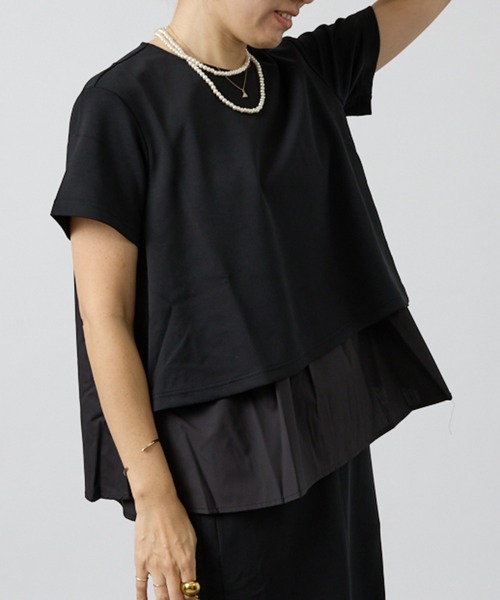 DESIGNWORKS(デザインワークス)の「【セットアップ対応】後ろタフタペプラムプルオーバー(シャツ/ブラウス・レディース・ブラック/ベージュ・フリー)」の2枚目の写真