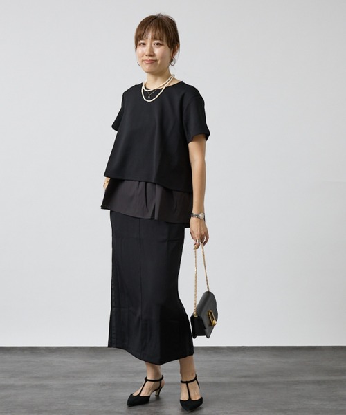 DESIGNWORKS(デザインワークス)の「【セットアップ対応】後ろタフタペプラムプルオーバー(シャツ/ブラウス・レディース・ブラック/ベージュ・フリー)」の4枚目の写真