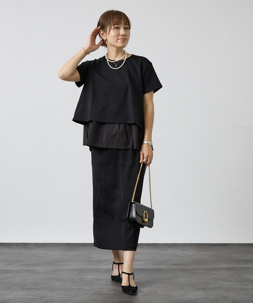 DESIGNWORKS(デザインワークス)の「【セットアップ対応】後ろタフタペプラムプルオーバー(シャツ/ブラウス・レディース・ブラック/ベージュ・フリー)」の6枚目の写真