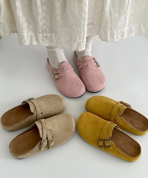 Vipoa（ヴィポア）の「Belted suede clog shoes（スリッポン・レディース・ベージュ/イエロー系その他/ピンク・LARGE/MEDIUM/SMALL）」の4枚目の写真