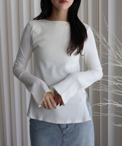 YENNA（イェンナ）の「パット付リブフレアカットソー（Tシャツ/カットソー・レディース・ベージュ/アイボリー/ブラック/グレー・FREE）」の6枚目の写真