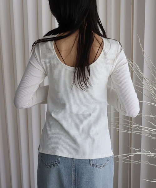 YENNA（イェンナ）の「パット付リブフレアカットソー（Tシャツ/カットソー・レディース・ベージュ/アイボリー/ブラック/グレー・FREE）」の9枚目の写真