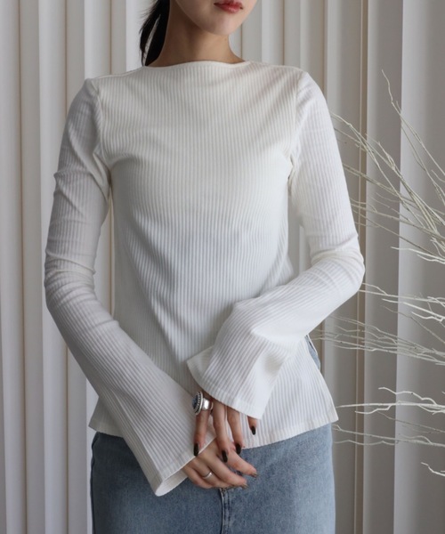 YENNA（イェンナ）の「パット付リブフレアカットソー（Tシャツ/カットソー・レディース・ベージュ/アイボリー/ブラック/グレー・FREE）」の7枚目の写真