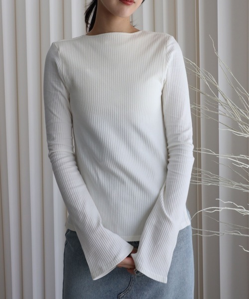 YENNA（イェンナ）の「パット付リブフレアカットソー（Tシャツ/カットソー・レディース・ベージュ/アイボリー/ブラック/グレー・FREE）」の8枚目の写真