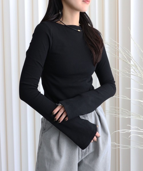 YENNA（イェンナ）の「パット付リブフレアカットソー（Tシャツ/カットソー・レディース・ベージュ/アイボリー/ブラック/グレー・FREE）」の17枚目の写真