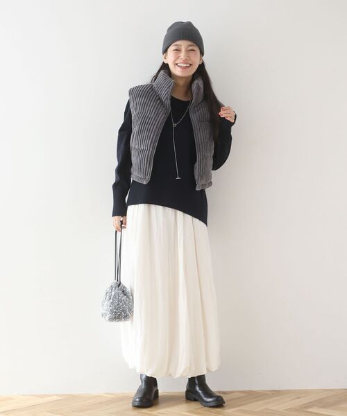 Green　Parks（グリーンパークス）の「・swing by ワイドコールベスト（ベスト・レディース・チャコールグレー/オフホワイト/ライトベージュ・FREE）」の4枚目の写真