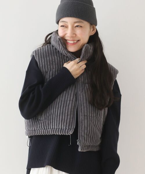 Green　Parks（グリーンパークス）の「・swing by ワイドコールベスト（ベスト・レディース・チャコールグレー/オフホワイト/ライトベージュ・FREE）」の6枚目の写真